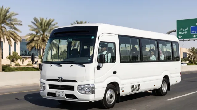 Toyota Coaster 22-seat bus for group transportation in Saudi Arabia