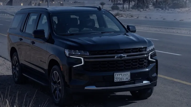Black Chevrolet Suburban luxury chauffeur SUV on a Saudi highway